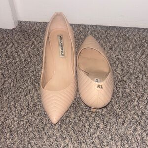 Karl Lagerfeld Women's Beige Quilted Heels